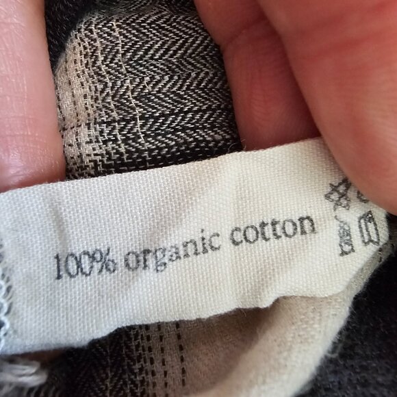 Josh Podoll 3/4 Lantern Batwing Sleeve Plisse Plaid Button Up Shirt Blouse Top S - Picture 8 of 9